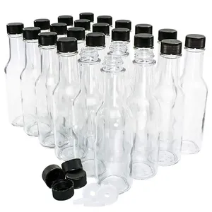 Пустые стеклянные бутылки с логотипом на заказ, 5 унций, 150 мл, бутылки с горячим соусом, деревянная бутылка с крышкой с защитой от листьев