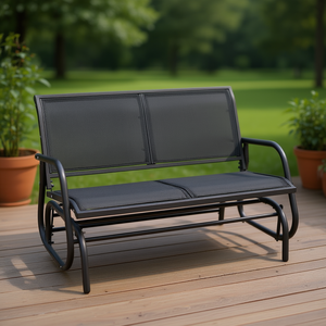 Panca a Dondolo Moderna in Metallo per Patio, 48 Pollici, Arredo Esterno per Giardino, Posti a Sedere per 2 Persone, Design Contemporaneo con Telaio in Ferro - Product Image 2