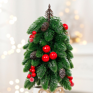 Lot de mini-sapins de Noël en pot avec décorations baies et pommes de pin, petit arbre artificiel rustique pour table, ornement de fête - Product Image 4