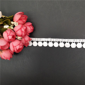 1.5cm Polyester Yarn Flat Lace Ball <b>Pompom</b> <b>Trim</b> Lace Cotton Lace <b>Trims</b> - Product Image 2