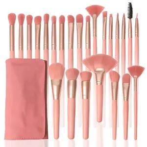 ZH Factory Wholesale Best 24 Pieces High Quality Professional Cheap Custom 2022 Private Label Pink Makeup Brush Set With Bag