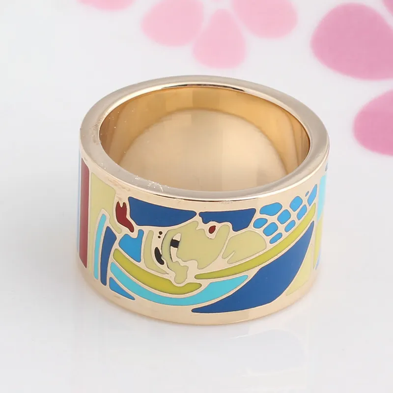 Factory Price Women Custom Colorful Stainless Steel Enamel Jewelry Silk Scarf Ring