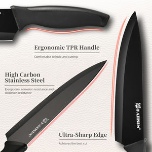 Juego <span class=keywords><strong>de</strong></span> Cuchillos <span class=keywords><strong>de</strong></span> <span class=keywords><strong>Cocina</strong></span> <span class=keywords><strong>de</strong></span> 15 Piezas con Código <span class=keywords><strong>de</strong></span> Color, Cuchillo <span class=keywords><strong>de</strong></span> Chef <span class=keywords><strong>de</strong></span> Alto Carbono, Mango Ergonómico Negro Antideslizante <span class=keywords><strong>de</strong></span> TPR y Afilador Interno - Product Image 4