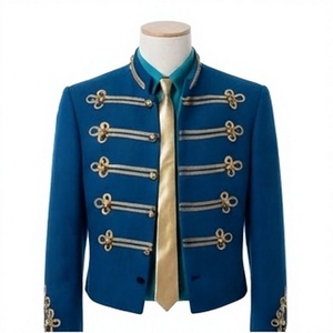 เสื้อแจ็คเก็ตสีน้ำเงิน ปกตั้ง ปักลาย แขนยาว ติดกระดุมด้านหน้า สำหรับผู้ชาย สวมใส่เป็นทางการหรือบนเวที - Product Image 1