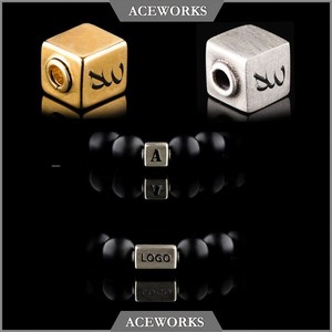 Perles en métal argentées 925 brossées et gravées sur mesure Aceworks CM9993 avec logo gravé au laser - Product Image 3