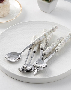 Ensemble de couverts en céramique de luxe léger avec manche en perle, couteau, fourchette, cuillère, vaisselle créative, haut niveau d'apparence, style occidental - Product Image 5