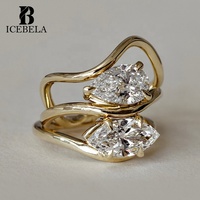 Anneaux en argent sterling 925 de luxe pour fiançailles, bijoux fins plaqués or, solitaire incurvé, zircon taille marquise pour femmes