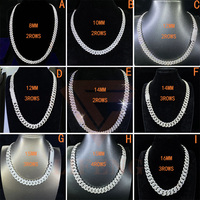 Chaîne à maillons cubains de 10 mm à 2 rangs, épaisse et solide, en argent sterling 925, bijoux hip-hop pour hommes, collier cubain en moissanite VVS glacé