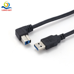 Lung Kay <b>Usb</b> 3.0 Data <b>Cable</b> A Male To B Male Right Angle Black <b>For</b> Computer <b>Printer</b> Connection - Product Image 1