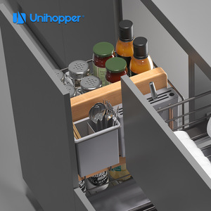 Cesta extraíble de doble capa para condimentos Unihopper, acero laminado en frío, estante de almacenamiento moderno para gabinete de cocina - Product Image 2