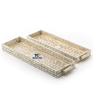 Ensemble de serpillière mère de poire, 2 plateaux, incrustation de coquille capiz, produit de luxe, coquille de mer, support de gâteau, vente chaude, support de chocolat - Product Image 4