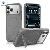 Coque de protection de luxe grise avec béquille pour iPhone 18 17 Pro Max, toucher soyeux, antichoc, étui magnétique personnalisé pour téléphone portable, vente en gros