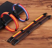 Mode National Espagne Drapeau ID Bracelet En Cuir À La Mode Tressé Surfeur Bandage Charme Sportif Amitié Bracelets