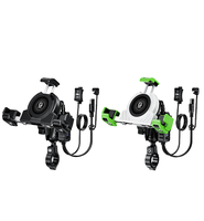 Support de téléphone portable Kewig QI 15W+PD 36W en alliage d'aluminium avec amortisseurs de vibrations et bouton antivol pour navigation mobile