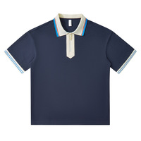 240g Vintage Style Half-Zip Kleurblok Effen Katoen Ademend Machinewasbaar Gebreid Digitaal Geprint Op Maat Gemaakt Korte Shirt Heren