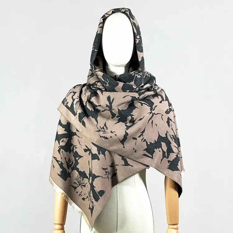 Mode ethnique femme double face fleur cachemire tricot silencieux écharpe pashmina châle viscose couverture hijab produits d'hiver 2023