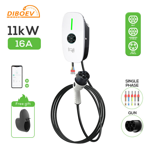 DIBOEV 11KW EV Car Charger WiFi Password Protected Electric Vehicle Charging Station with AC Screen for EV and EV Charging