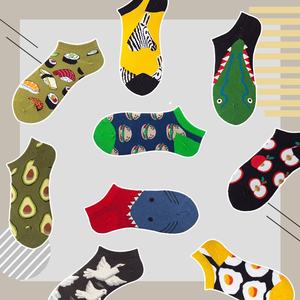 Vente en gros de <span class=keywords><strong>chaussettes</strong></span> courtes pour hommes et femmes pour bateau coupe basse nourriture fruits poisson zèbre coton chien dessin animé animal chaussette d'été - Product Image 3