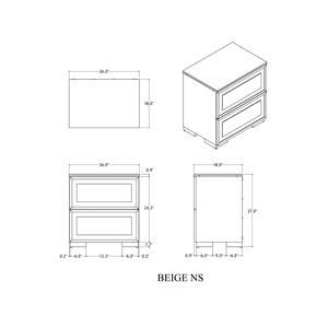 Ciara Beige Nightstand With Two <b>Drawers</b> And Metal Handles <b>For</b> Bedroom <b>Storage</b> - Product Image 5