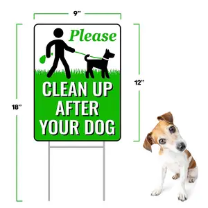 Signs Authority Clean Up After Your Dog Signs 12"x9" with Metal H-Stake | No Poop Signs for Lawn No Pooping Dog