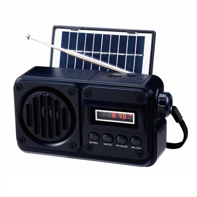 Portable Solar Charging Radio with Subwoofer BT Speaker Auto Scan FM Radio for Outdoor and Home Use