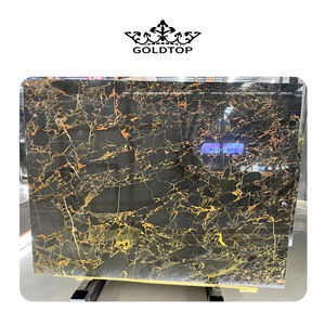 Athènes Noir Or Marbre Naturel Poli Dalles pour Comptoirs Vanité Carreaux de Sol Table à Manger Table Basse Hôtel Villa - Product Image 2