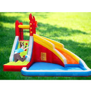 สไลเดอร์น้ำเป่าลม Happy Inflatable, สไลเดอร์พร้อมสระน้ำ, ของเล่นเป่าลมสำหรับเด็กเล็ก 93003 Happy Inflatable Wa - Product Image 3