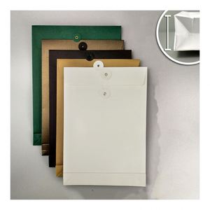 Office Supply Black Brown White Kraft <b>Paper</b> Envelope With Button and String <b>A4</b> Document Envelope - Product Image 2