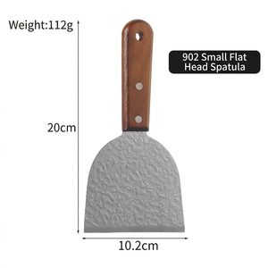 Espátula pequeña de cabeza plana DF30 de 20 cm x 10,2 cm, espátula metálica para alimentos con mango de madera, herramienta doméstica duradera, utensilios de cocina. - Product Image 1