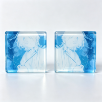 Bloc acrylique solide teinté bleu dégradé OEM ODM pour art linéaire aquarelle, décoration de bureau, article de collection et de merchandising