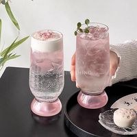 Verres à boisson en verre cristal rose Niche Mountain View de haute qualité avec paille, style chinois, pour cocktails, thé, jus et eau, usage domestique