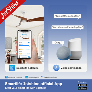 Ventilador de techo con control remoto, ventilador de techo con motor de cobre silencioso contemporáneo de madera maciza, 1 unidad - Product Image 6