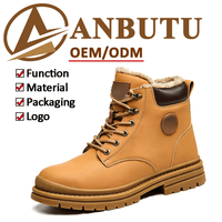 Chaussures de sécurité pour hommes à embout d'acier, doublure chaude en peluche, bottes de travail hiver antidérapantes et anti-perforation pour usine et chantier
