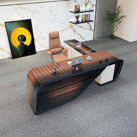 Bureau de direction de luxe en forme de L avec armoire latérale extensible, fabriqué en MDF E1 de haute qualité Bureau moderne.