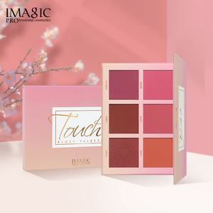 IMGAGIC Toptan 6 Renkli Allık Paleti Yüksek Pigmentli Doğal Işıltılı Katlanabilir Renk Tonları Günlük Makyaj Seti için - Product Image 1