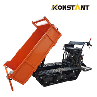 Mini-dumper sur chenilles KONSTANT à moteur essence, entièrement hydraulique, homologué ISO/CE, à bascule haute, charge maximale 800 kg
