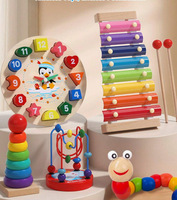 AiJH Juguetes Educativos de Madera para Bebés al por Mayor, Juguetes Educativos de Madera Montessori Unisex para Niños, Bloques de Construcción