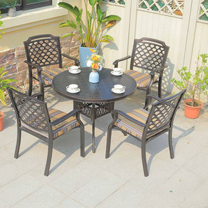 5 टुकड़े बालकनी धातु आउटडोर फर्नीचर कास्ट एल्यूमीनियम पेटियो रेस्तरां तालिका और कुर्सियों गार्डन डाइनिंग सेट - Product Image 6