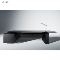 Table de bureau de direction moderne, écologique, extensible, durable, en bois MFC, texture bois 3D personnalisée de haute qualité