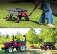 Chariot de jardin convertible 2-en-1 robuste à quatre roues, benne basculante, capacité 800 livres, pneus pneumatiques 10 pouces, pour jardin et ferme (OEM)