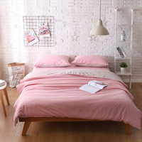 Parure de lit en coton tissé couleur unie 4 pièces : Housse de couette, drap plat, drap-housse, taie d'oreiller – Linge de lit nordique minimaliste en gros