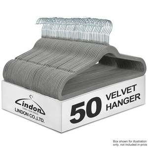 <span class=keywords><strong>Cintres</strong></span> en velours LINDON, lot de 50, gain de place, antidérapants, rembourrés, floqués, blancs et noirs, pour vêtements - Product Image 1