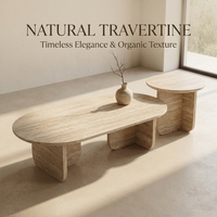 Mesa de centro de travertino Wabi Sabi con diseño de cueva de viento, moderna para sala de estar de villa, para casa pequeña, estilo de influencer