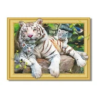 5d tigre branco mãe e bebê diy pintura de diamante mosaico strass animal diamante pintura para adulto
