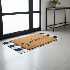 Alfombra Moderna de Fibra de Coco con Diseño Inspirado en la Naturaleza, Base de PVC y Tela de Poliéster para Uso Diario en la Entrada - Product Image 1