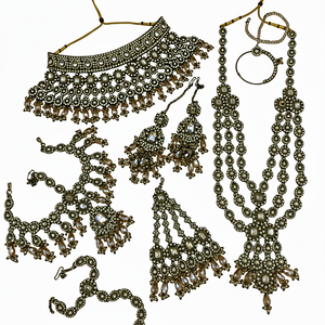 Parure de bijoux ethniques plaqués or de haute qualité, dernière conception, pour mariages et fêtes, avec collier ras-du-cou en zircon plaqué rhodium effet ombré - Product Image 2