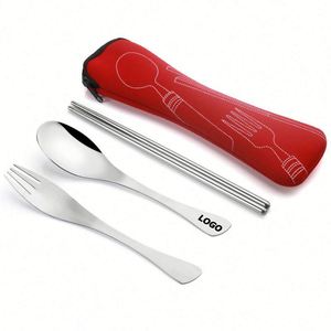 Estuche de Neopreno Personalizado para Cubiertos, Porta Utensilios Reutilizable para Comidas para Llevar - Regalo Promocional - Product Image 3