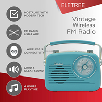 Diskon besar-besaran AS Radio tenis AM FM musik bawaan isi ulang bergaya Retro Vintage