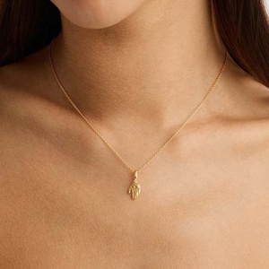 Bijoux fins à la mode en argent Sterling 925 or 18 carats Vermeil naturel vert péridot Hamsa main pendentif âme fiançailles fête de mariage - Product Image 2