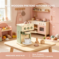 Juego de Cocina de Madera para Niños con Estufa, Microondas y Cafetera, Juguete Educativo de Juego de Roles para Niños
